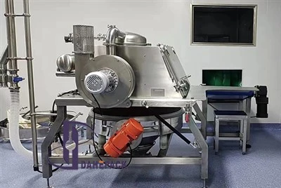 Stanica na vyklápanie vriec s hmotnosťou 25 kg so sitom a zberačom prachu